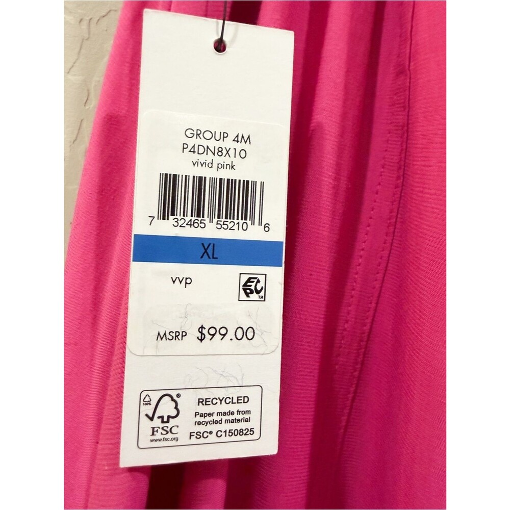 DKNY Handkerchief Hem Mixed Media Pull On Elastic Waist Maxi Skirt Pink XL NEW - Picture 16 of 16